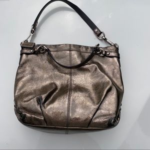 Silver Coach hobo shoulder bag purse